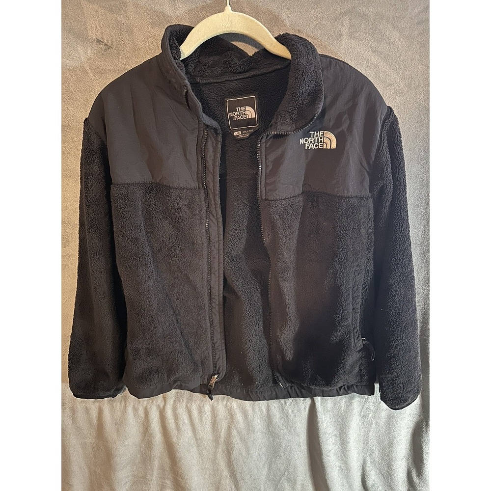 The North Face Jacket Girls Large Black Denali Fleece Full Zip Pockets Cozy